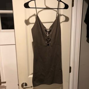 Army Green Lace up mini dress